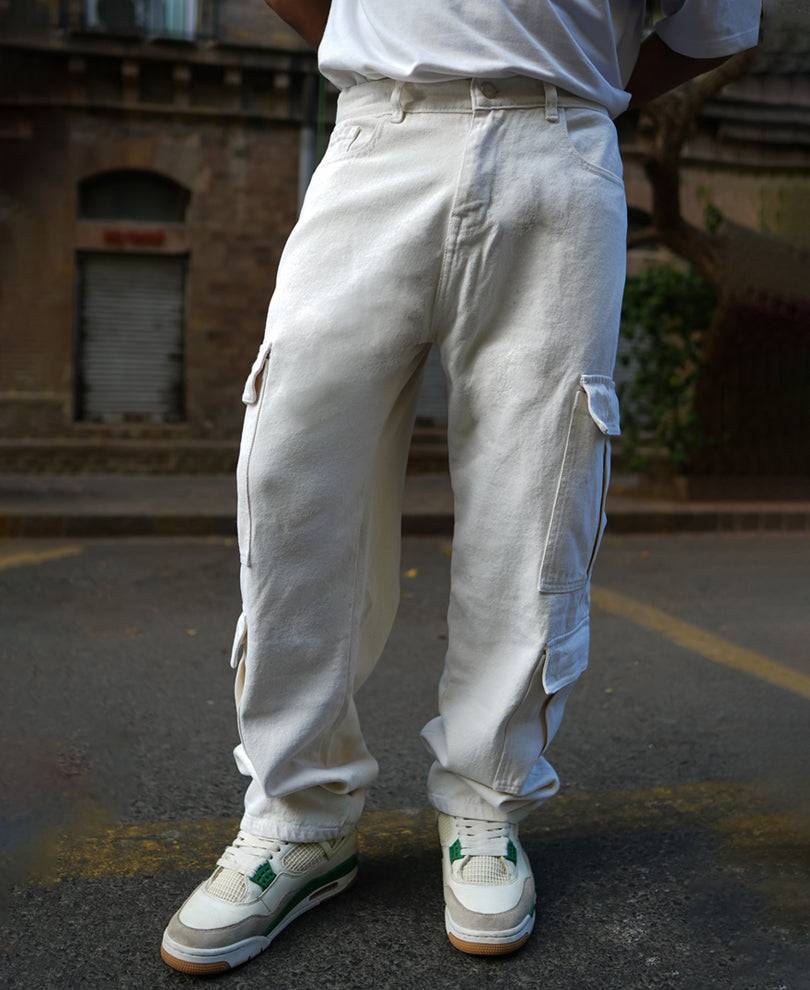 Off White Denim Cargo Pants Buy @ ₹899