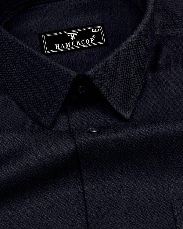 Obsidian Black Dobby Texture Premium Cotton Shirt