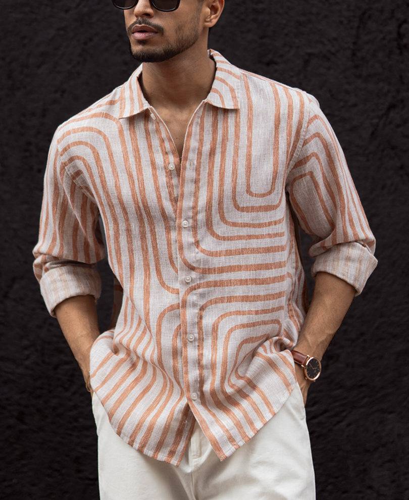 Rust Brown Regular Fit Full Sleeves Shirt Buy @ ₹1199