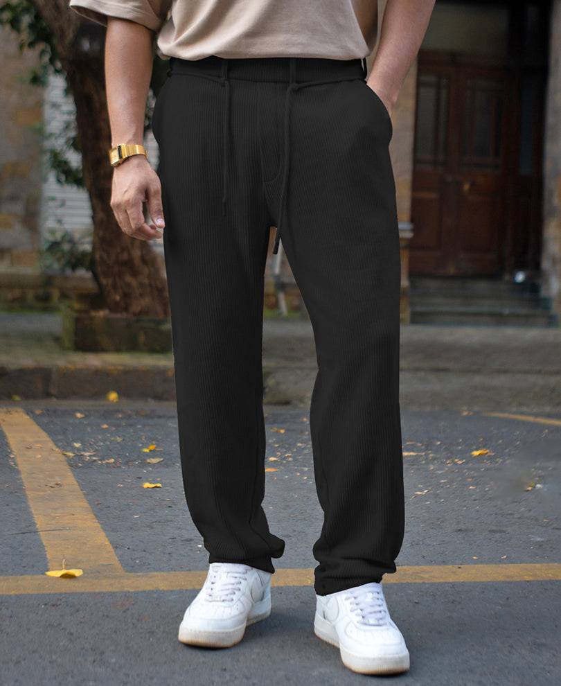 Black Corduroy Regular Fit Track Pant Buy @ ₹999