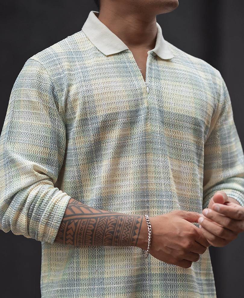 Cream Regular Fit Full Sleeves Collar T-Shirt Buy @ ₹899