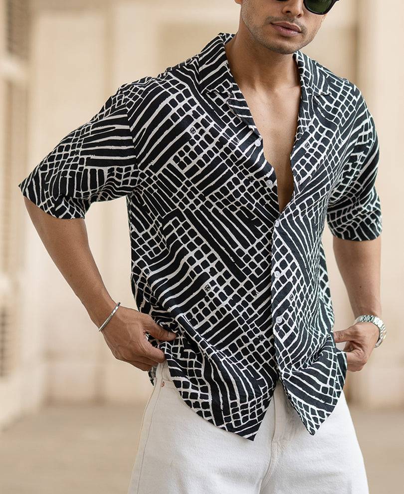 Black Printed Half Sleeves Oversized Shirt Buy @ ₹499