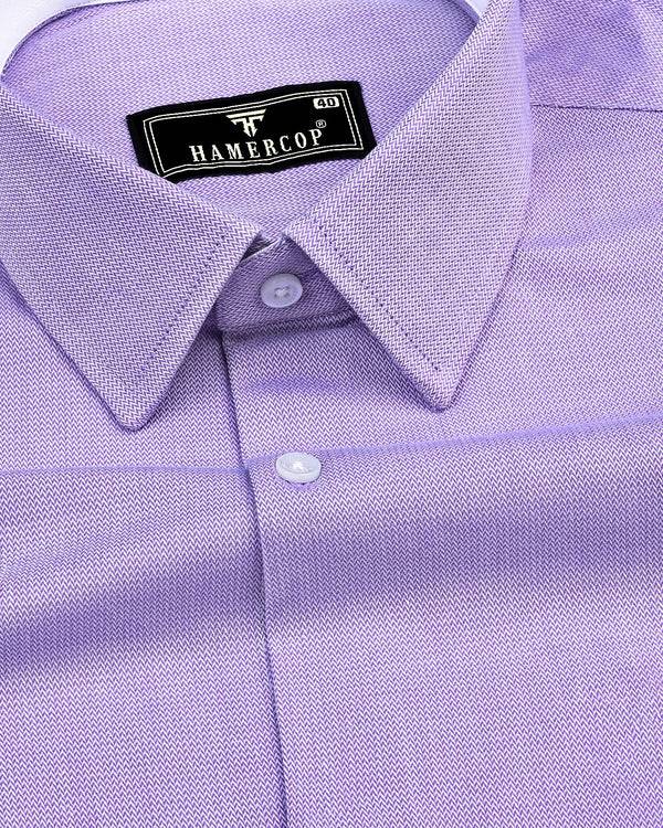 Wisteria Purple Zigzag Textured Dobby Cotton Designer Shirt