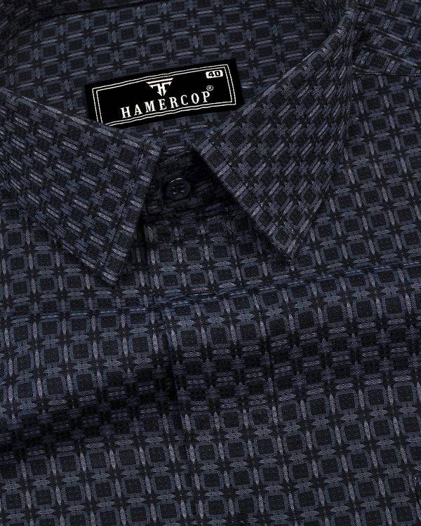 Dijon Gray With Black Dobby Check Premium Giza Shirt