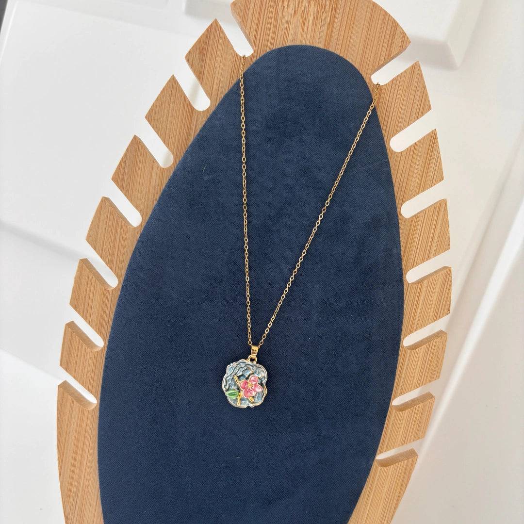 Frosted Petal Pendant Necklace