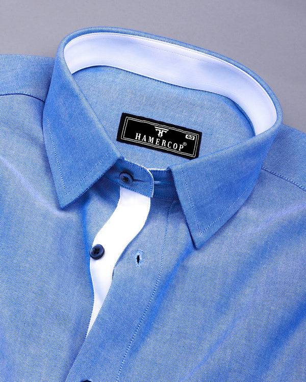 Tufts Blue Plain Oxford Cotton Designer Formal Shirt
