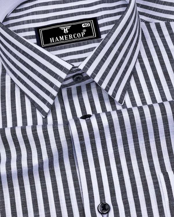 Alexa Black With White Stripe Linen Cotton Designer Shirt