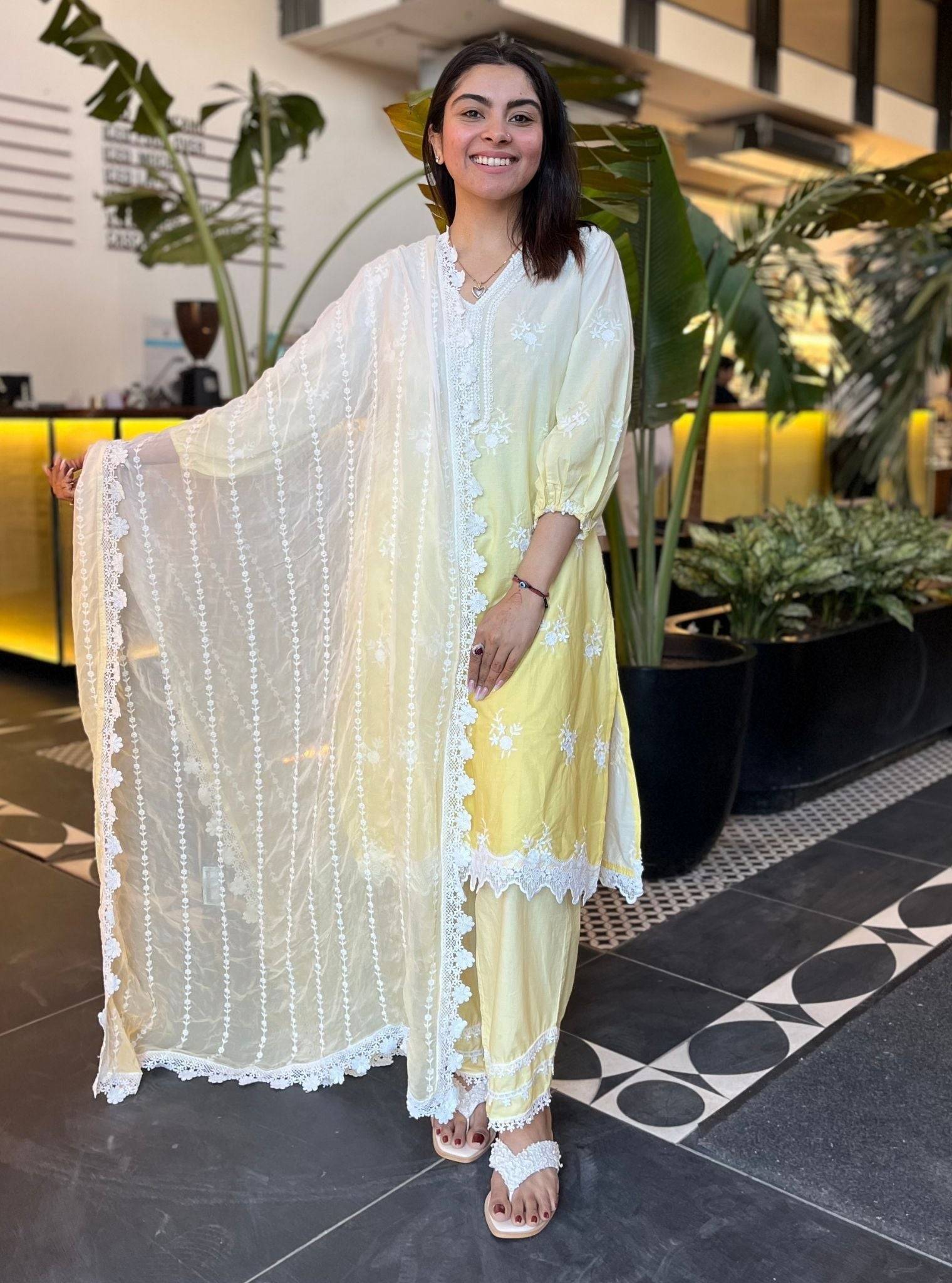 Enola Cotton Ombre Yellow Kurta Set