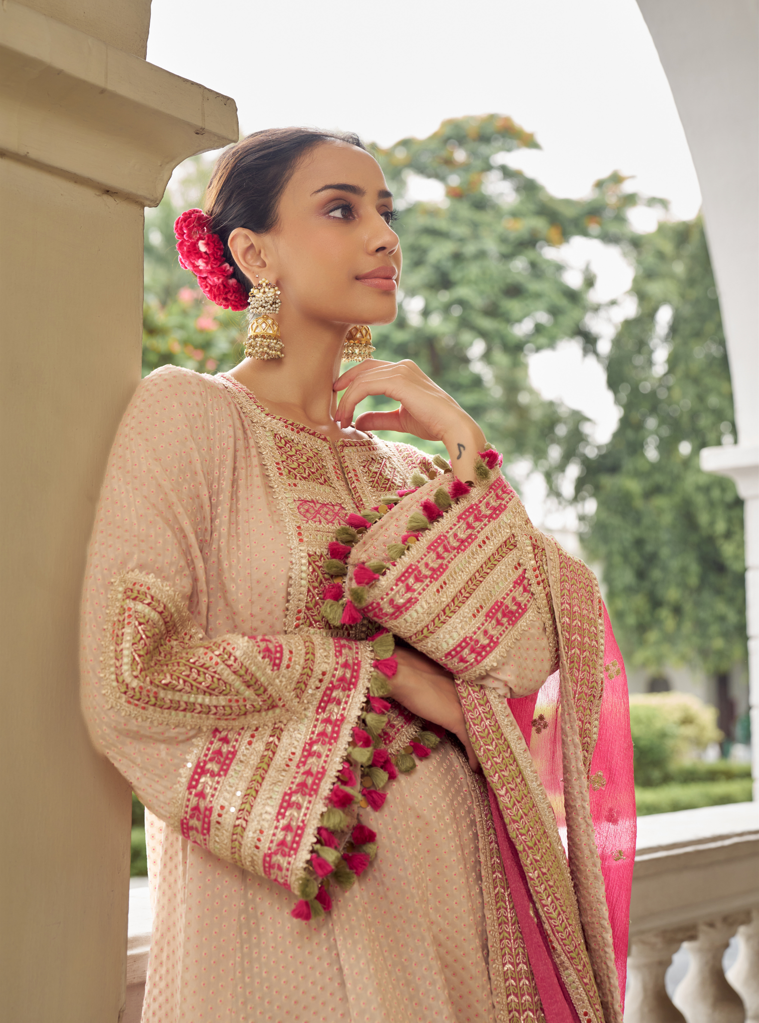 Aabharya Champagne Banarsi Kurta Set