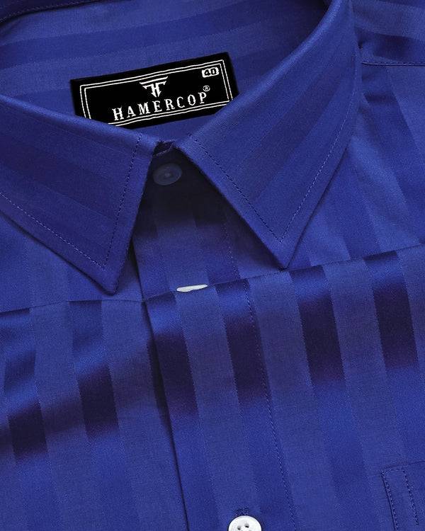 Typhon Blue Self Striped Dobby Premium Cotton Shirt