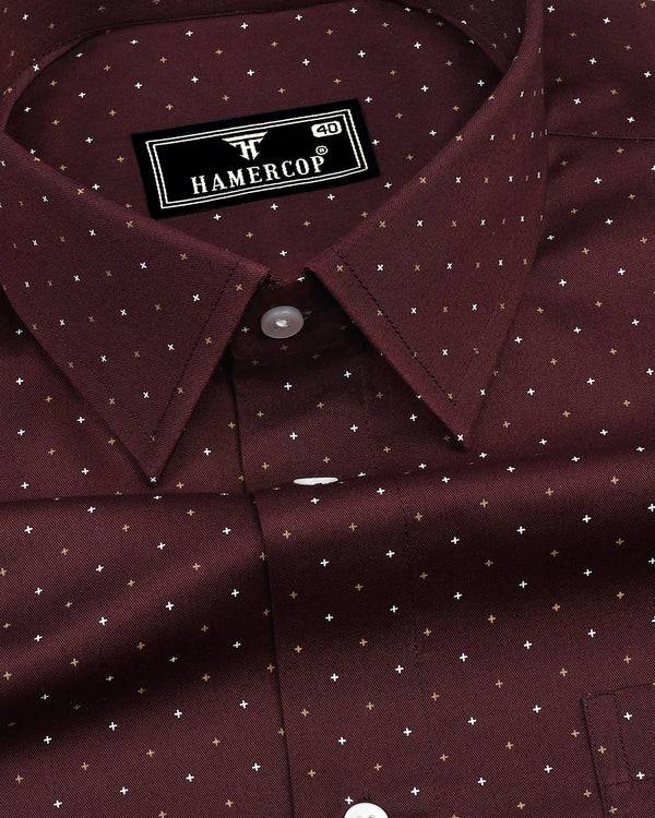 Carob Brown Twill Printed Cotton Shirt