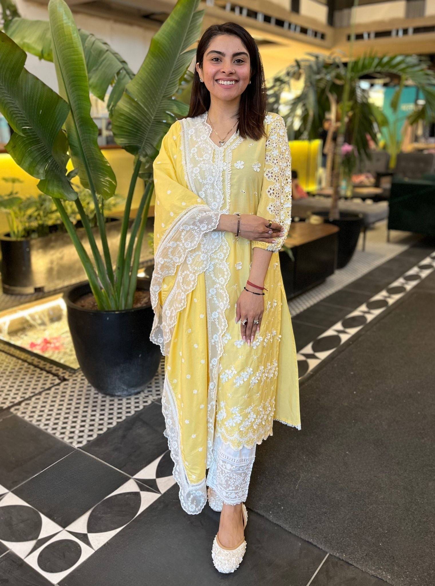 Asota Cotton Yellow Kurta Set