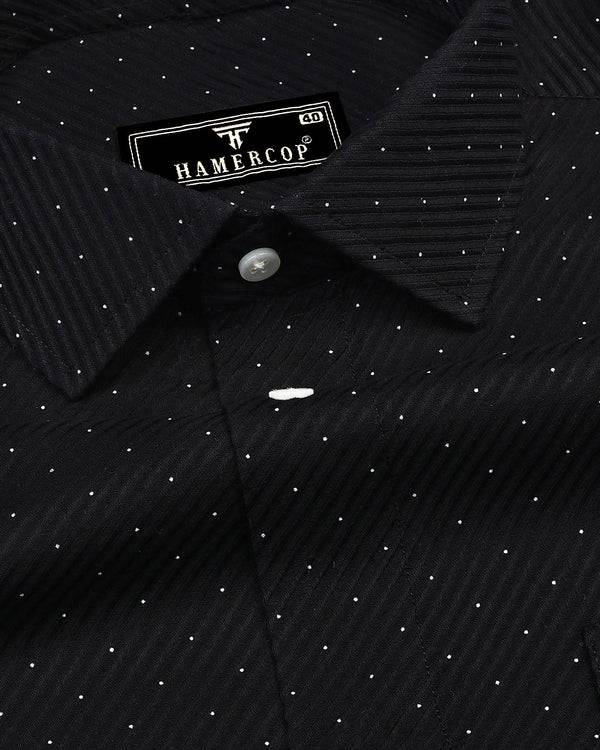 Pernik Black With White Dot Printed Premium Giza Shirt