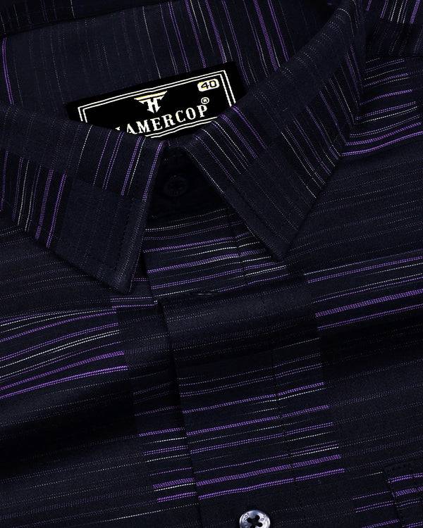 Alford Black With Purple Check Premium Giza Cotton Shirt