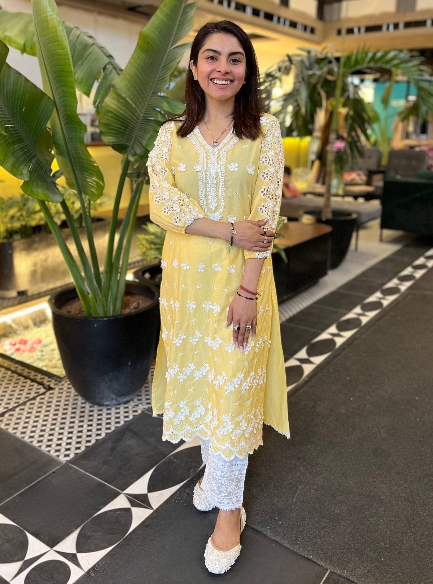 Asota Cotton Yellow Kurta Set