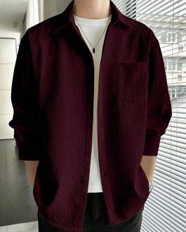 Full Sleeve Imported Waffle Men’s Maroon Shirt