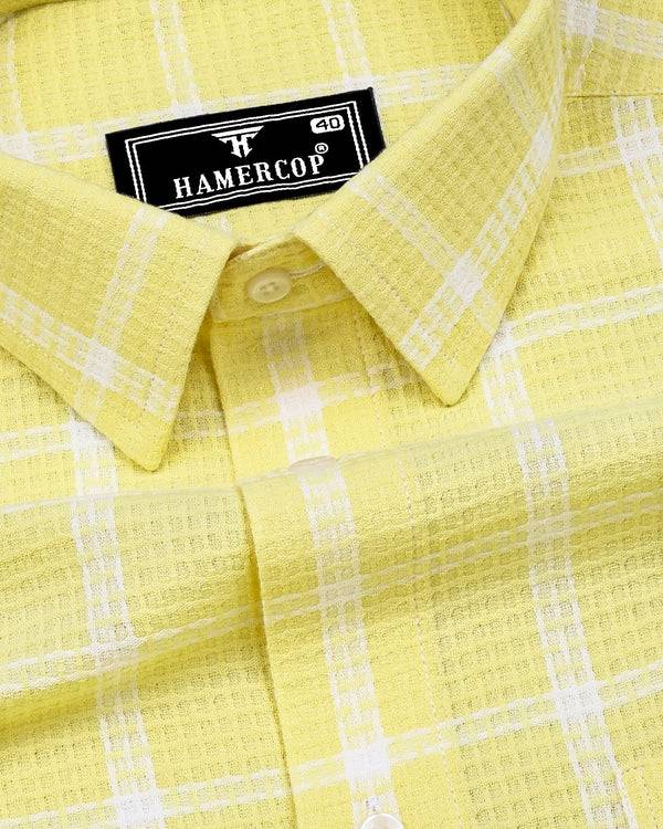 Tornio Yellow With White Waffle Dobby Check Shirt