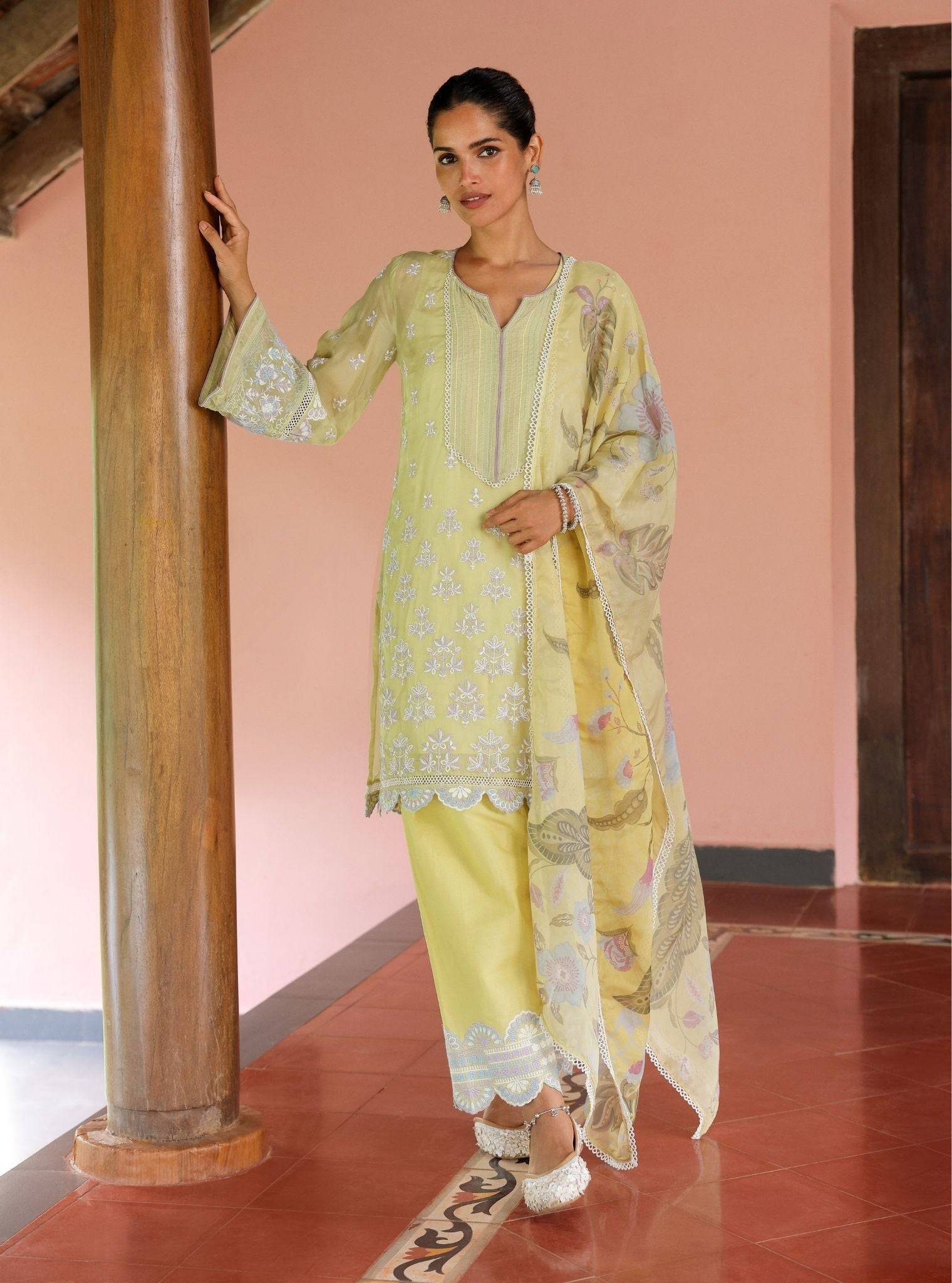 Shail Organza Lime Kurta Set