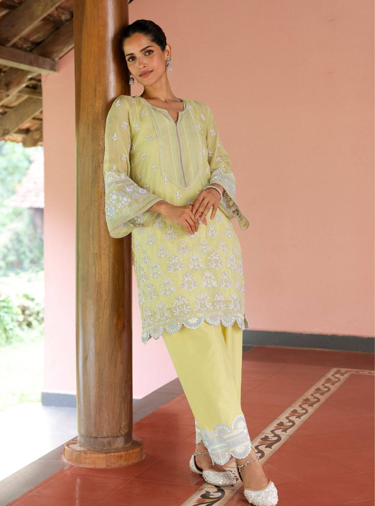 Shail Organza Lime Kurta Set