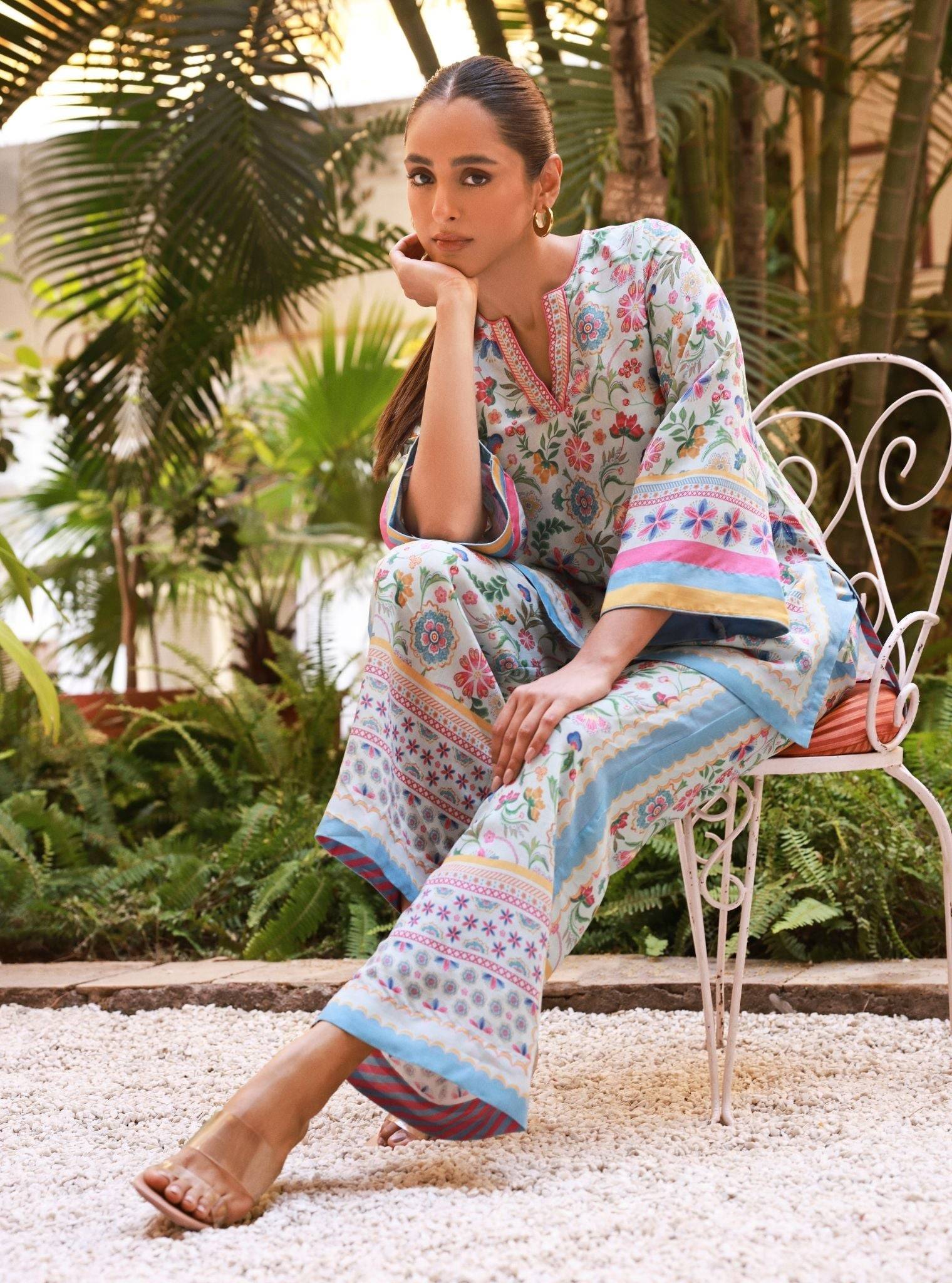 Saurmi Lawn Blue Top Set