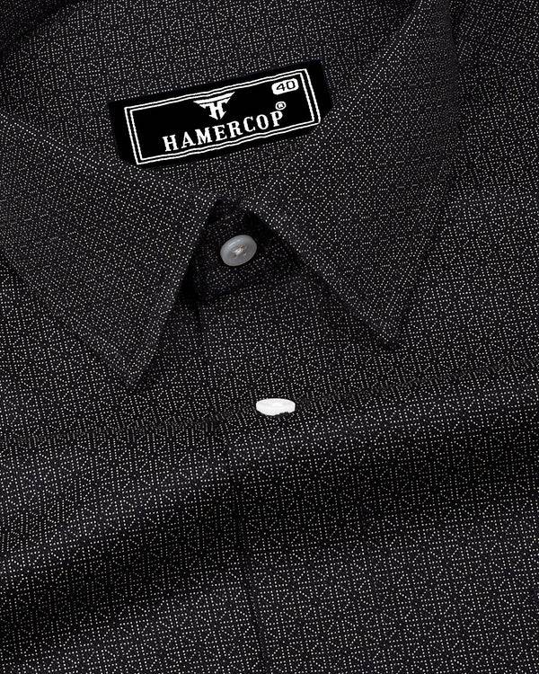 Icon Black With Cream Printed Dobby Cotton Shirt