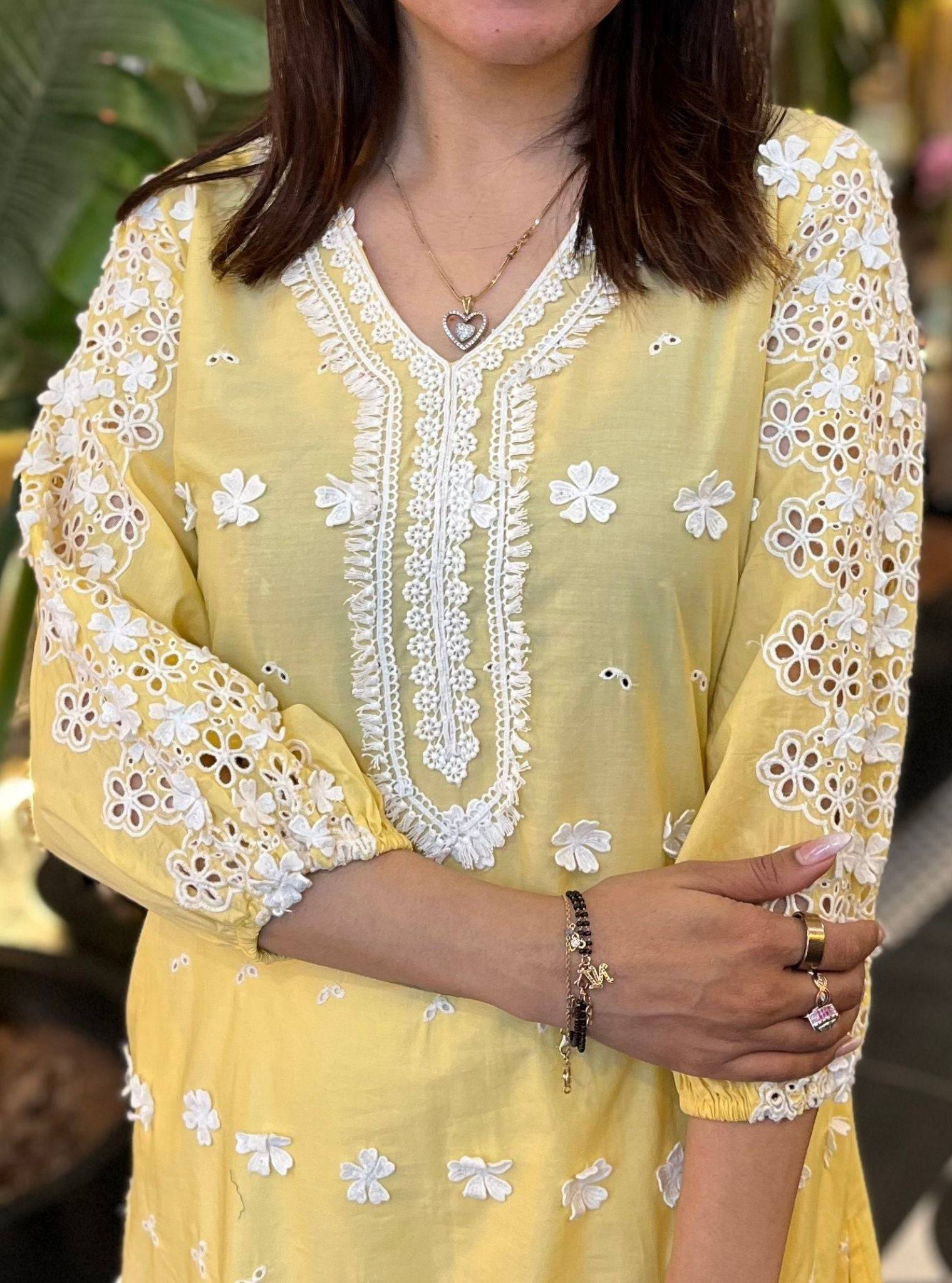 Asota Cotton Yellow Kurta Set