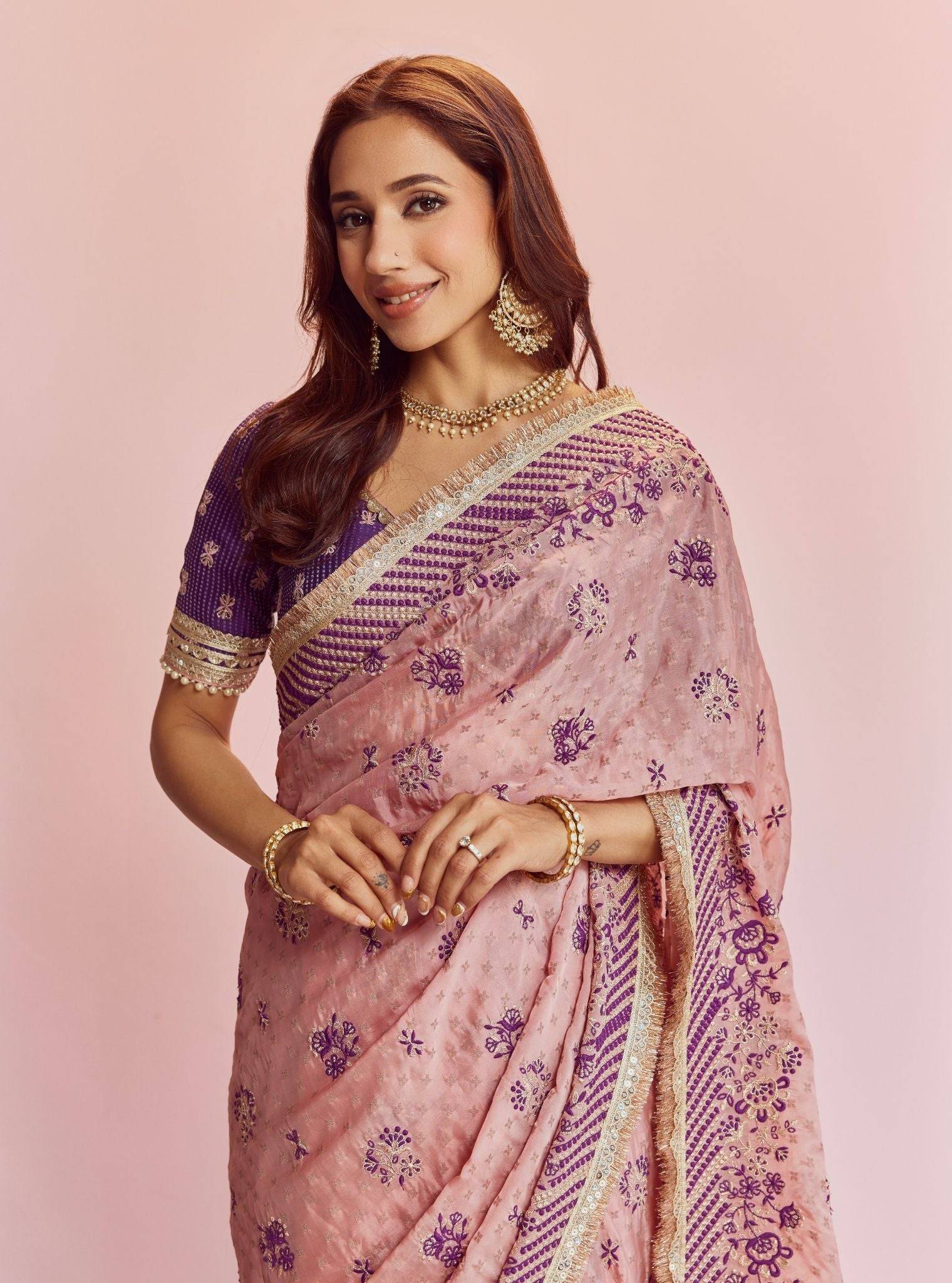 lagan Banarsi Purple Saree