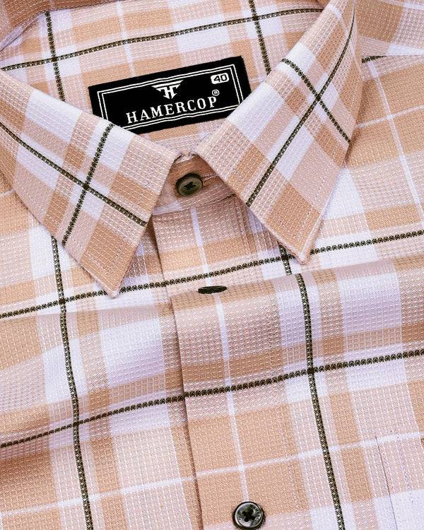 Combon Cream With White Waffle Dobby Check Shirt