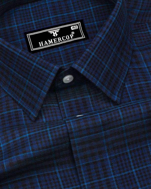 Herson Blue With Black Check Oxford Cotton Shirt