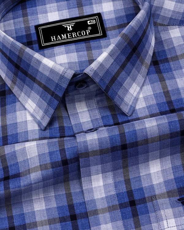 Kostel Blue Multi Shaded Check Cotton Shirt
