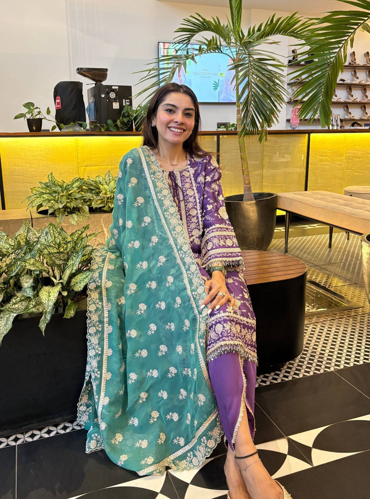 Sanae Cupro Satin Purple Kurta Set