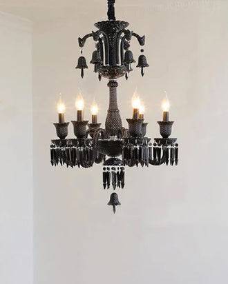 Victorian Black Crystal Chandelier - 6 Light