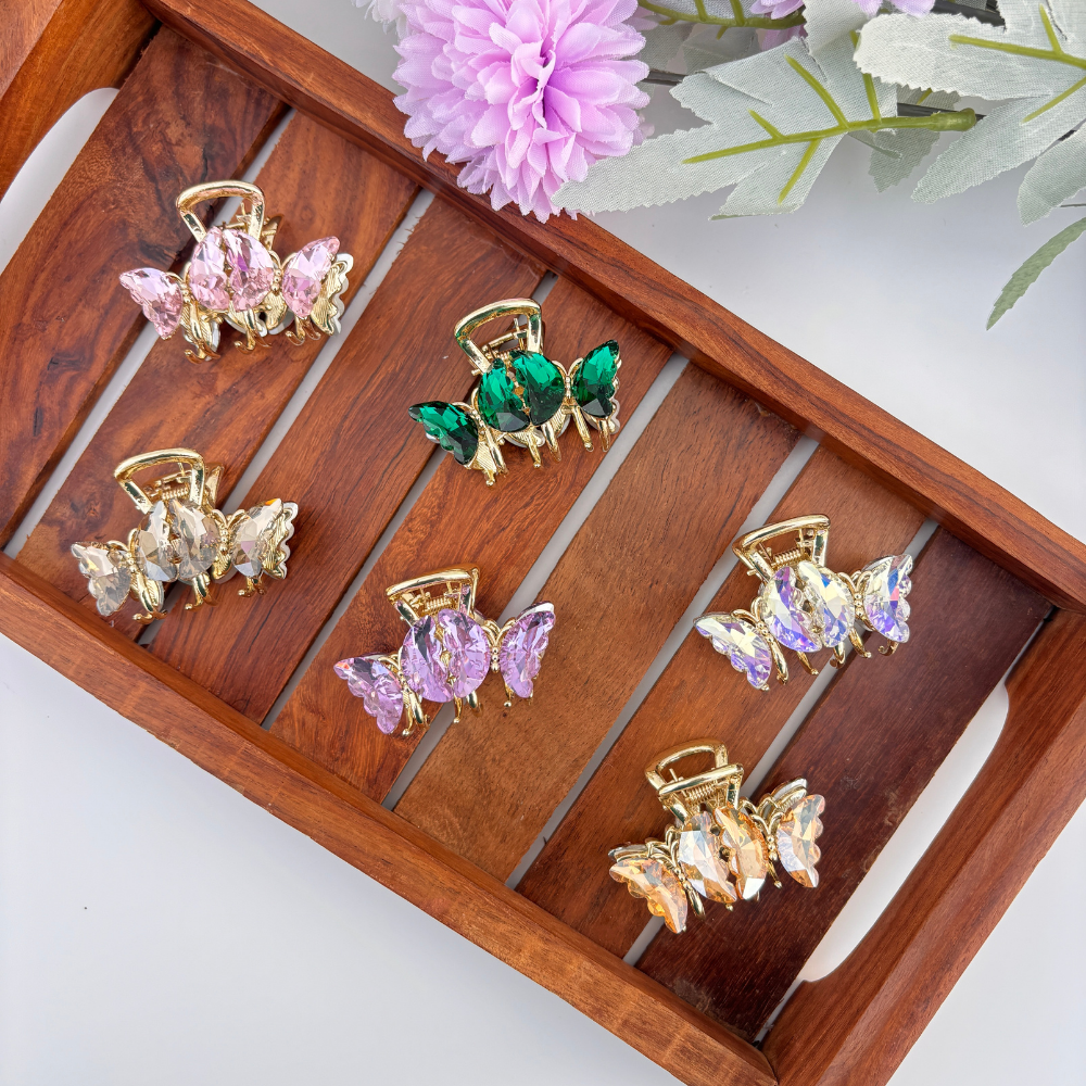 Crystal Butterfly Hair Claw - Medium