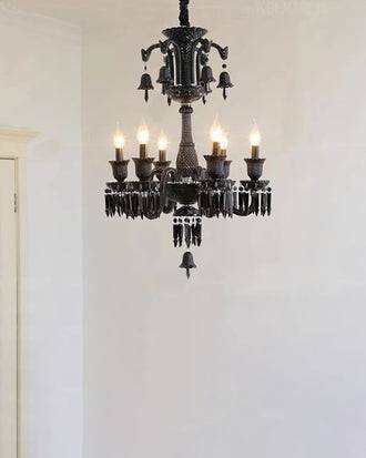 Victorian Black Crystal Chandelier - 6 Light