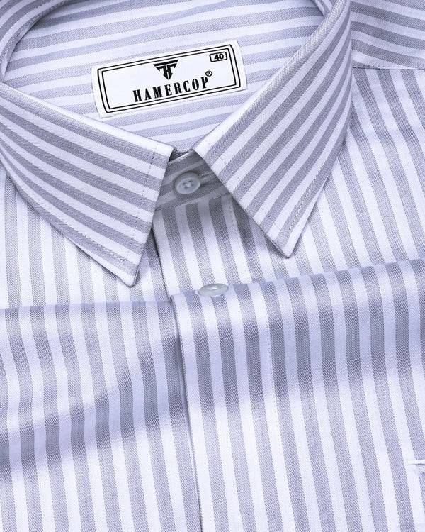 Crumple Gray With White Stripe Premium Cotton Shirt