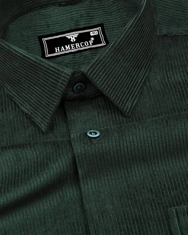 Hunter Green Corduroy Premium Cotton Solid Shirt