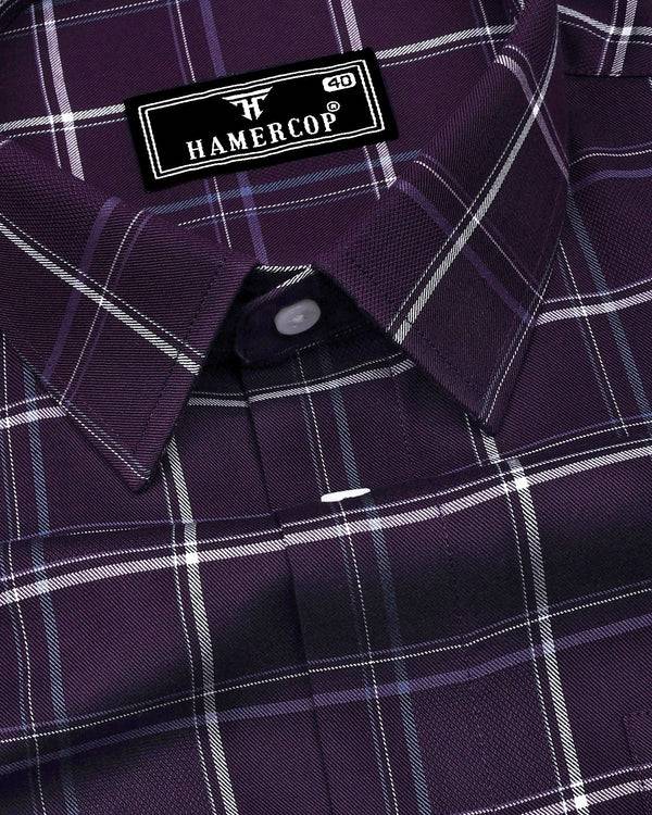 Trezzano Purple With White Check Premium Dobby Cotton Shirt