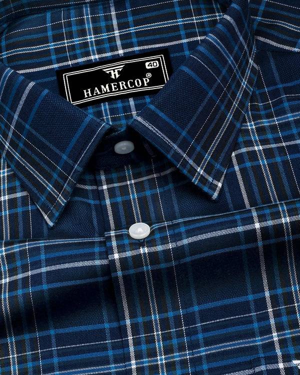 Delta Blue With White Twill Check Premium Cotton Shirt