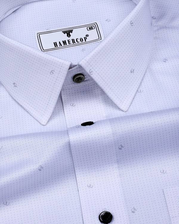 Space Gray With White Small Polka Dot Printed Cotton Shirt