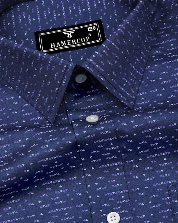 Prizren Gray Purple Tringle Printed Cotton Shirt