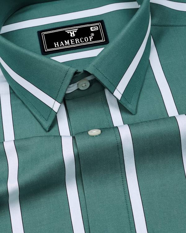 Eucalyptus Green With White Stripe Cotton Shirt