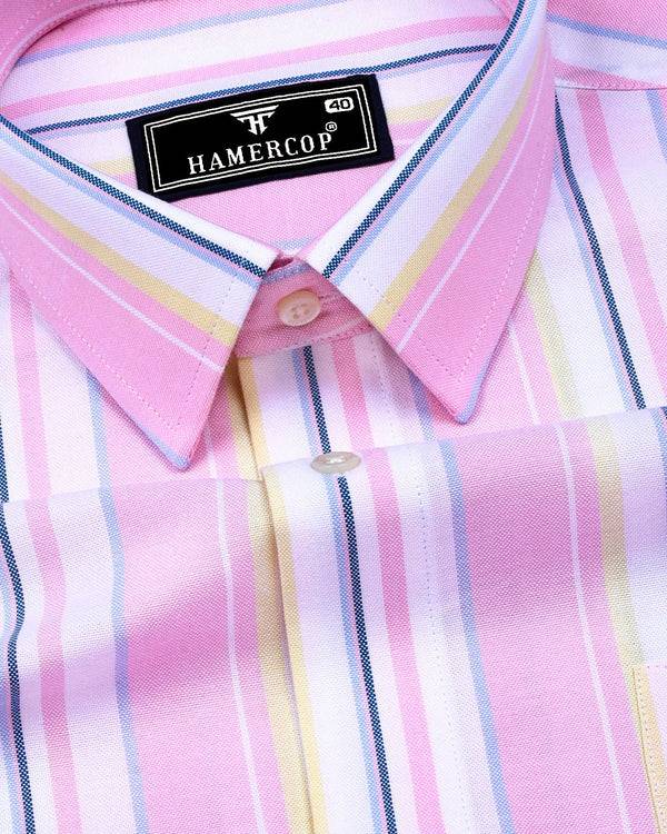 Pink Candy Multicolor Stripe Oxford Cotton Shirt