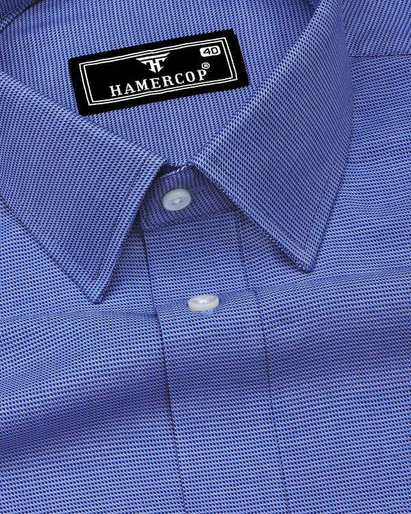 Skypitta Blue With White Dobby Textured Cotton Shirt