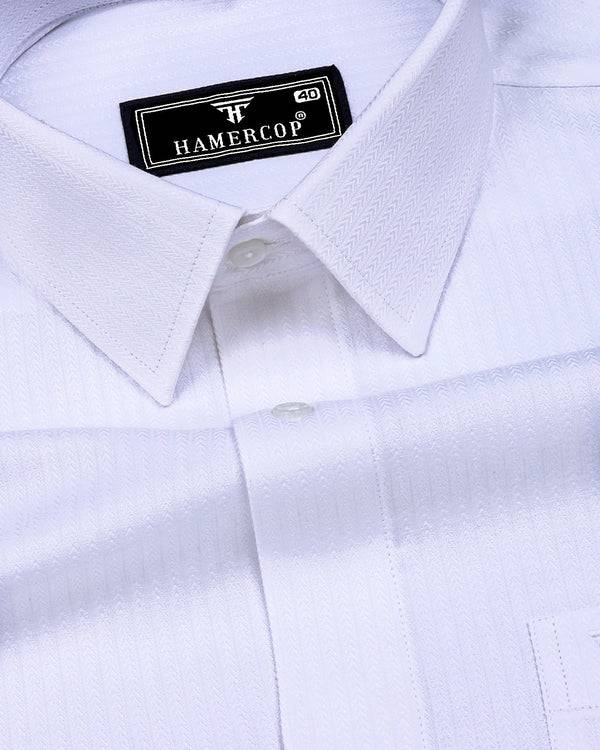 Pelican White Self Stripe Premium Giza Shirt