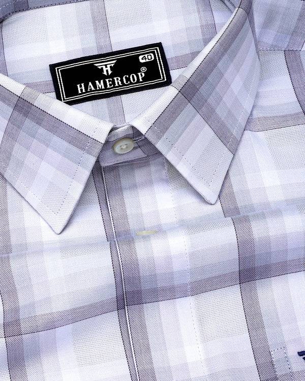 Pescara Gray With White Check Premium Cotton Shirt