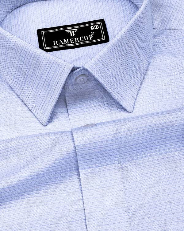 Peprica Skyblue With White Daimond Texture Premium Giza Shirt