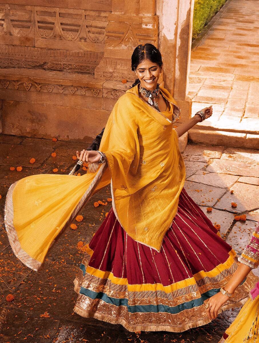 Women Red Cotton Ankle Length Lehenga