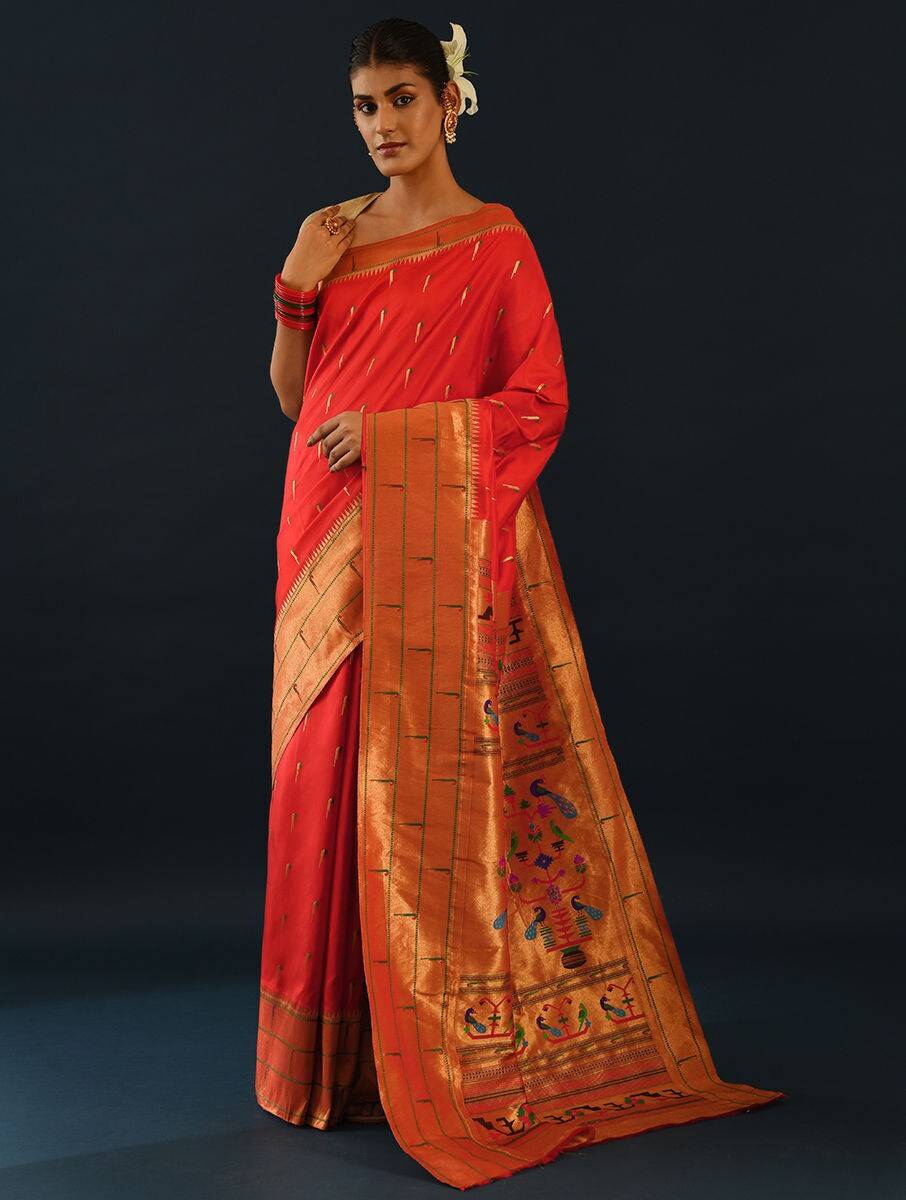 Red Silk Solid Saree