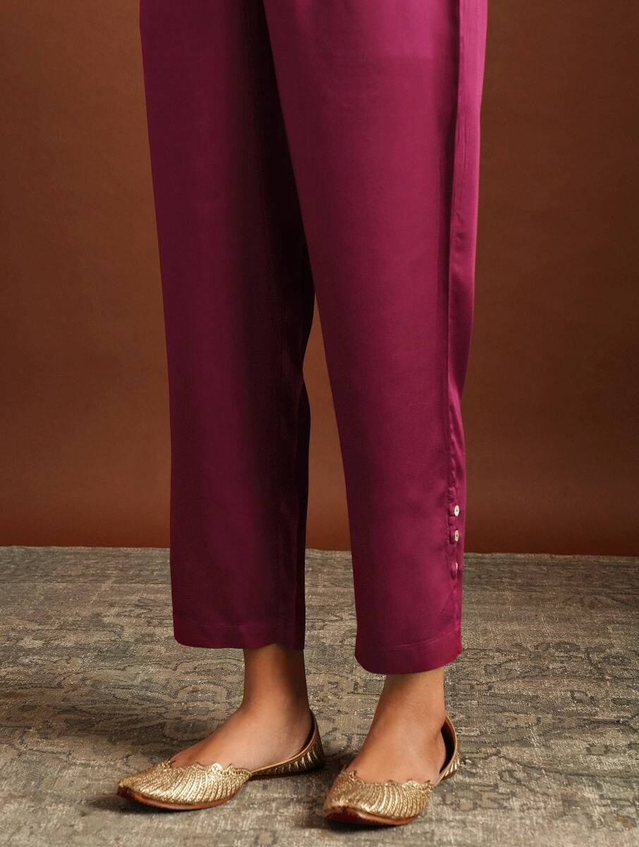 Women Red Modal Solid Ankle Length Regular Fit Pants