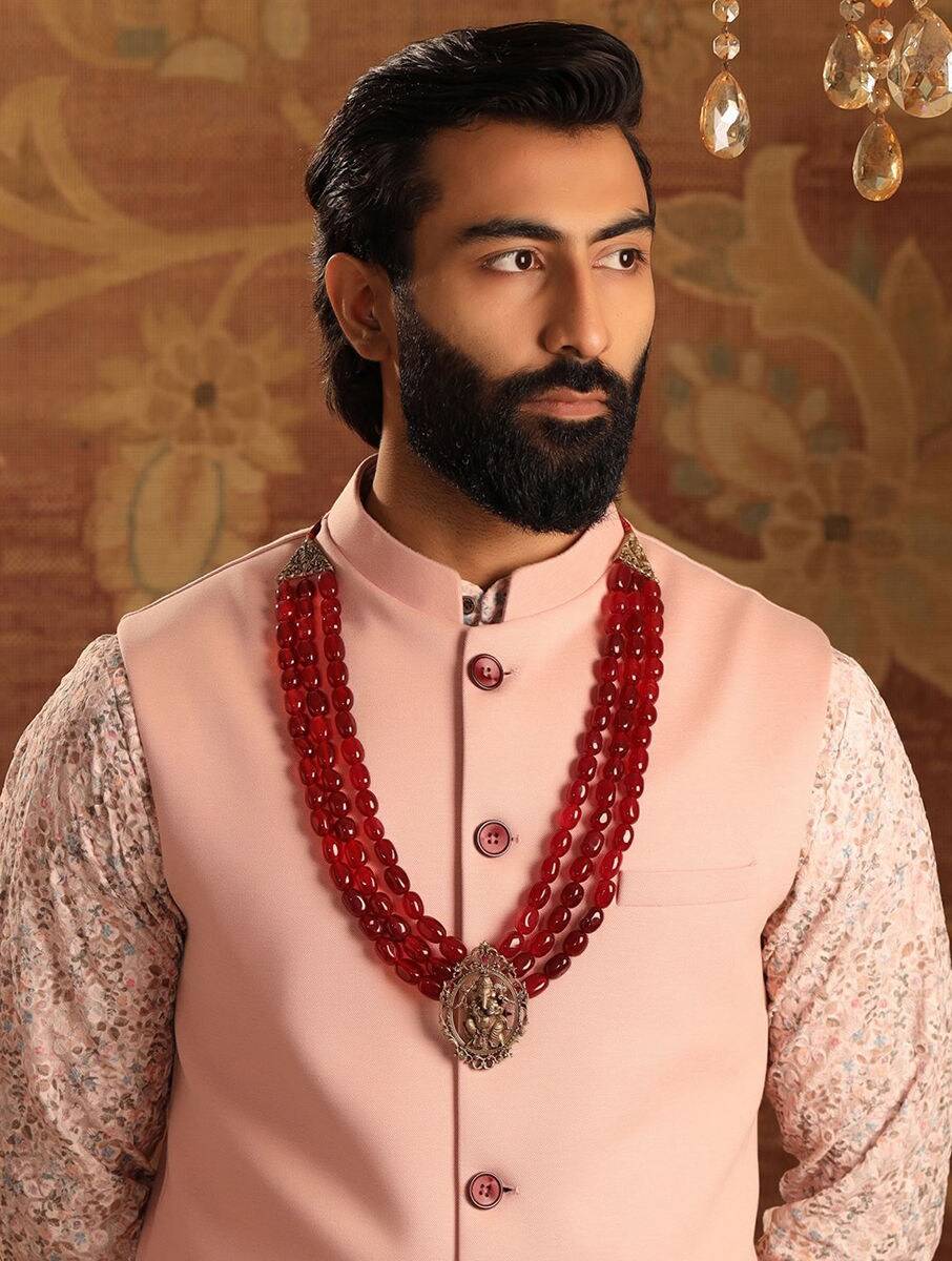 Men Red Flexi Alloy Necklace
